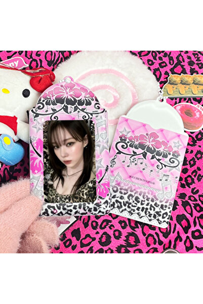 Choice Flower Personality Pink Leopard Print Fu Sang Flower Card Holder,PU ma...