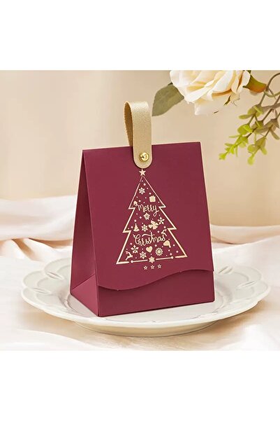 Choice 10x6.7x13cm SY-150-R 20PCSChristmas Gift Boxes with Leather Handles With "Christmas Tree" Pattern Ch