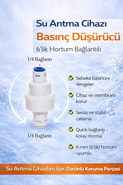 Water Purifier Pressure Reducer 6-Piece with Hose Connection