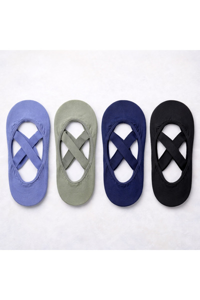 hefox 4 أزواج من جوارب اليوغا بيلاتيس النسائية ذات النعل القطني المضاد للانزلاق