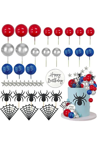 Choice JTG501170 Spider Cake Topper with Spider Web Balls Stars for Boys Men ...