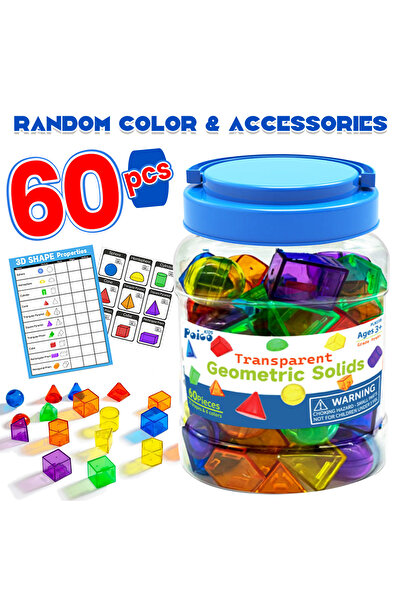 Choice مكعبات هندسية شفافة، حروف وأرقام وأشكال بلاستيكية ملونة لتعليم الأطفال العد.