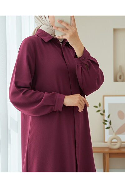 HİJABAYA Gizli Düğmeli Oval Kesim Uzun Gömlek