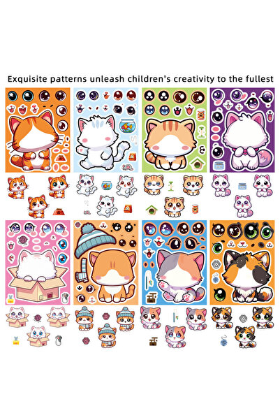 Choice 8PCS 8/24 Cute Kitten and Cat Dress Up Stickers Cartoon Holiday Gifts ...