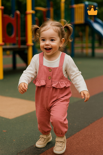 Babyhola Bayramlık Kız Bebek Çocuk Salopet Badi Takım 2338