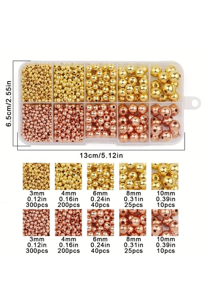 Choice golden 950PCS 3/4/6/8/10MM CCB Gold Silver Color Spacer Round Loose Be...