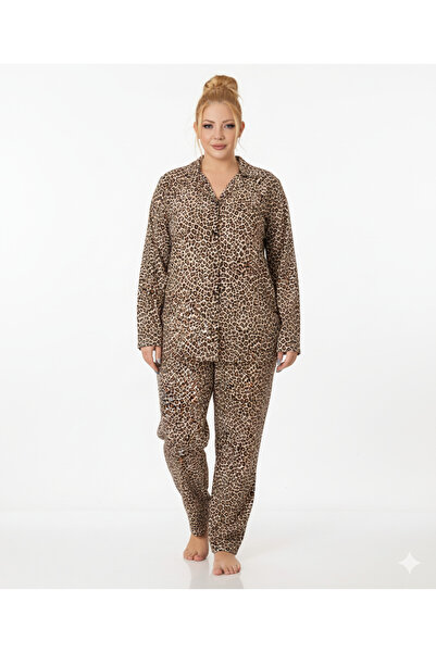 Sude Kadın Pijama Takımı Süet Gömlek Battal