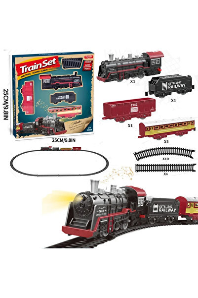 Choice 4 carriages Electric Train Track Set with Lights & Music Retro Simulation Train Set Under Christmas