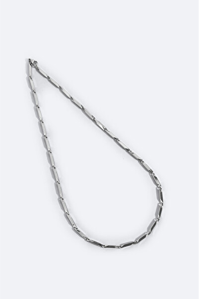 Avva Men's Silver Color Geometric Link Steel Necklace B009820