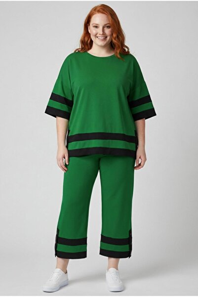 Ebsumu Women's Plus Size Capri Green Tracksuit Set