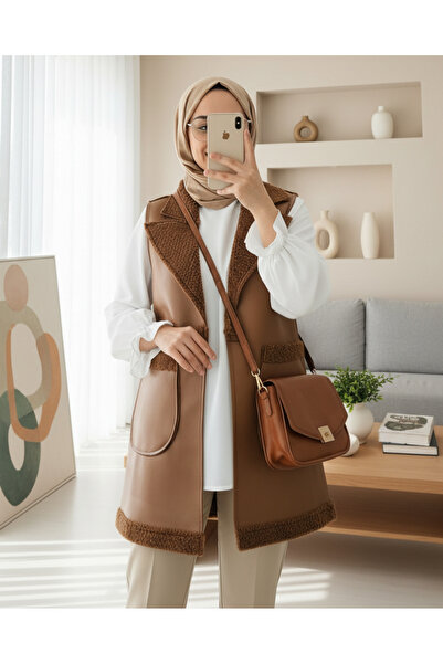 HİJABAYA İçi Kuzu Peluş Çift Cepli Yelek