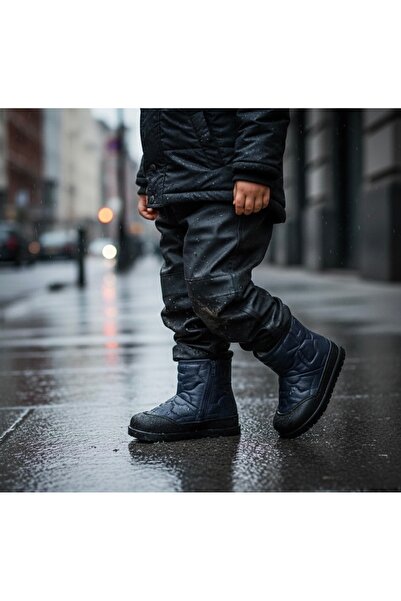 Bebbini Heat-Lacivert Kürklü Hakiki Deri  Çocuk Bot