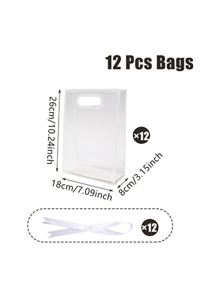 Choice 18×8×26 سم، 12 قطعة، 6/12 قطعة، حقيبة يد شفافة مع شريط أبيض، حقيبة تغل...