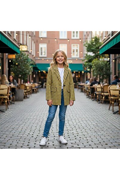 Hilal Akıncı Kids Jachetă cu carouri pentru fete