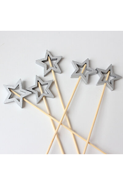 Choice Silver 50pcs Golden Silver Hollow Star Bamboo Skewers Buffet Fruit Foo...