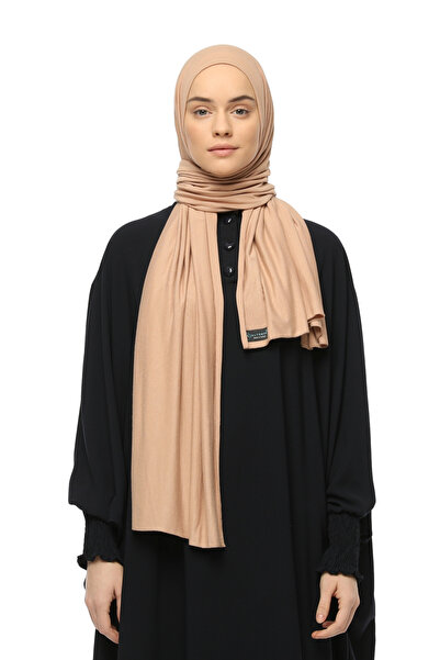 Altobeh Tesettür Penye Şal Düz Koyu Bej