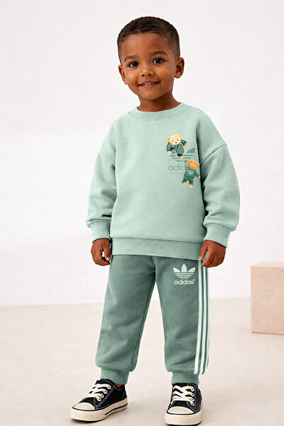 NOBLEKIDS طقم الأطفال الرقمي ذو الطابع الدببةي مطبوع باللون الأخضر – للجنسين، قماش قطني مصقول، للأعمار من 2 إلى 8 سنوات