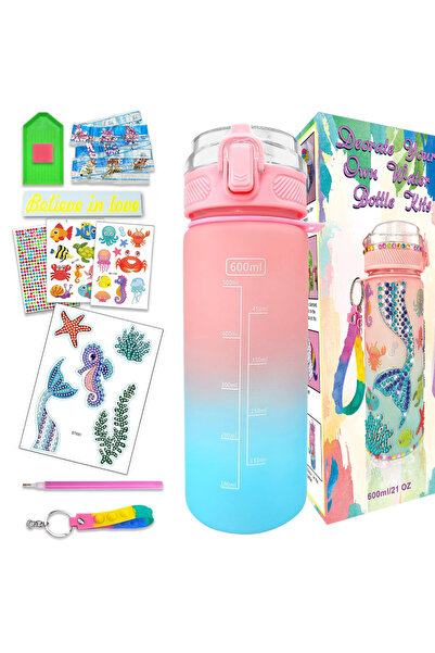 Choice Pink Decorate Your Own Water Bottle Kits for Girls Age 4-6-8-10,Mermai...