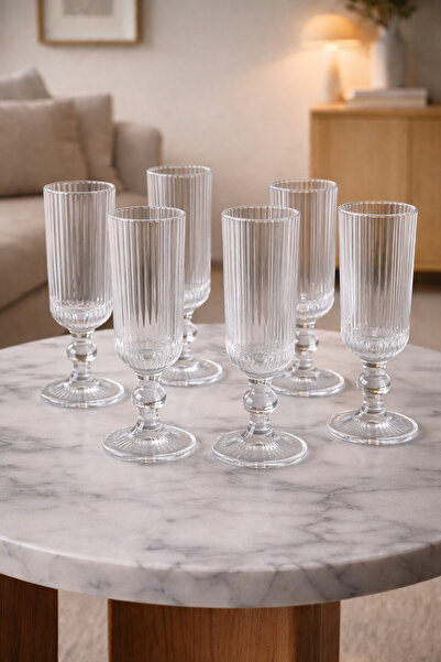 YzHome 6 Lı Kristal Cam Kahve Yanı Su Bardağı Kadeh Kupa Bardak