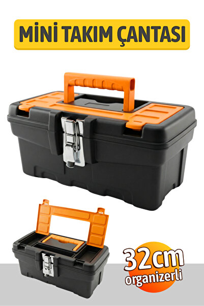 Badem10 Metal Kilitli Tek Bölmeli Organizerli 32CM Mini Boy Alet Çantası Prat...