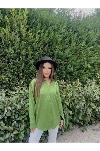 Glam Fashion ΠΡΑΣΙΝΟ ΠΟΥΚΑΜΙΣΟ ΣΑΤΕΝ