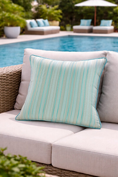 PS FABRIC غطاء وسادة خارجي أزرق مقاس 40 × 40 سم - نسيج طارد للماء ولا يتلاشى