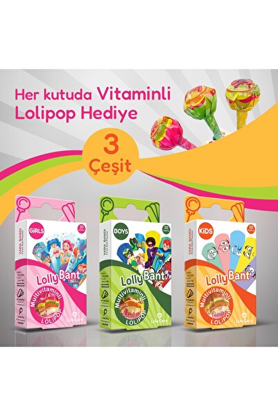 lollybant Desenli Yarabandı seti Vitaminli Lolipop