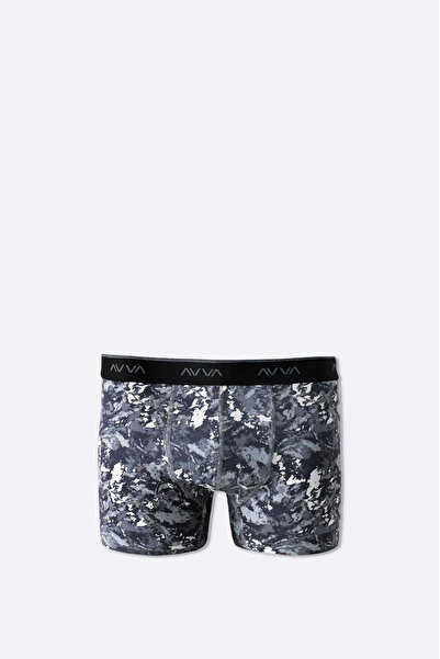 Avva Erkek Gri Desenli Pamuklu Tekli Regular Fit Boxer A51Y9502