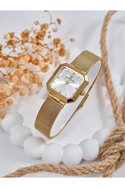 Daniel Klein ساعة يد نسائية DKE.1.10954 بقرص مربع وحزام شبكي مقاومة للماء حتى 3 وحدات ضغط جوي