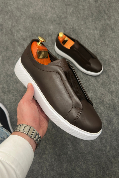 Greyybull Shoes кавові чоловічі спортивні кросівки - кавові шкіряні спортивні...