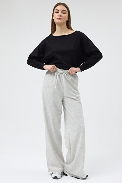 Rays Pantaloni de sport pentru femei cu talie elastică gri cu picioare largi ...