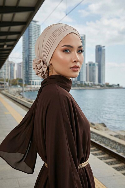 Aisha's Design عمامة جاهزة مطوية ومخيطة، حجر، HT-31A