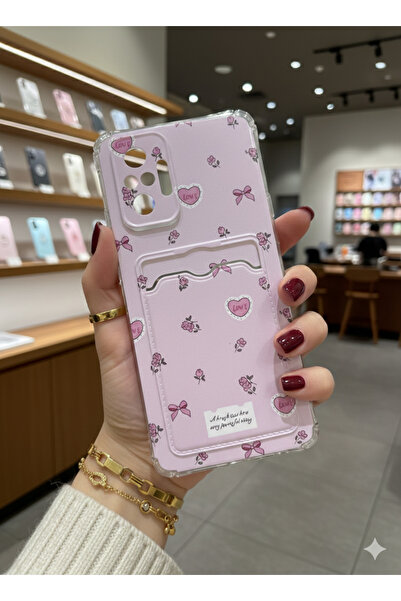 OVADA XIAOMI REDMI NOTE 10 PRO Uyumlu Kamera Korumalı Kartlıklı Baskılı Darbe Emici Silikon Kılıf