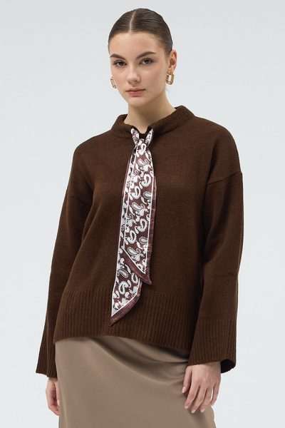 Rays 2465 Scarf Detail Sweater Brown