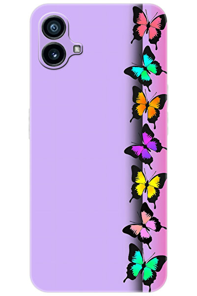 NOTHING Phone 1 (2023) Uyumlu Kılıf Desen Baskılı Silikon Kelebek STK:671 CP-...