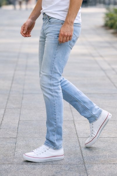 CEDY DENIM Men's Ice Blue Slim Fit Jean Joe Normal Waist Slim Fit Flexible Denim Trousers C300