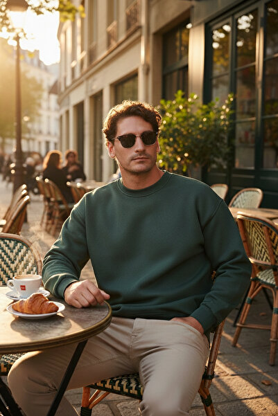 Buratti Regular Fit Bisiklet Yaka Pamuklu İçi Tüylü Yumuşak Şardonlu Sweat Erkek SWEAT 5905255