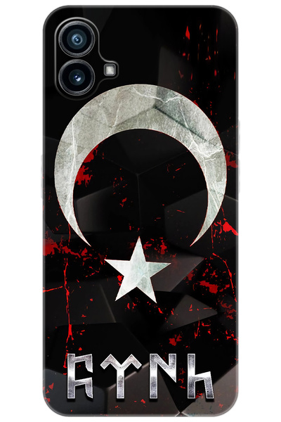 NOTHING Phone 1 Uyumlu Kılıf Desen Baskılı Silikon Ay Yıldız ve Göktürkçe Türk STK:636 CP-cNxbRSs