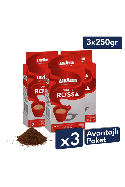 LavAzza Qualita Rossa Öğütülmüş Filtre Kahve 250 g | 3'lü Avantajlı Paket