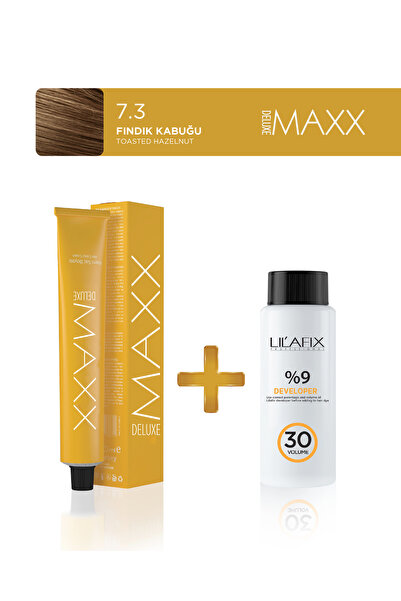 MAXX DELUXE Tüp Saç Boyası 60 ml - 30V Oksidan 7.3 Fındık Kabuğu