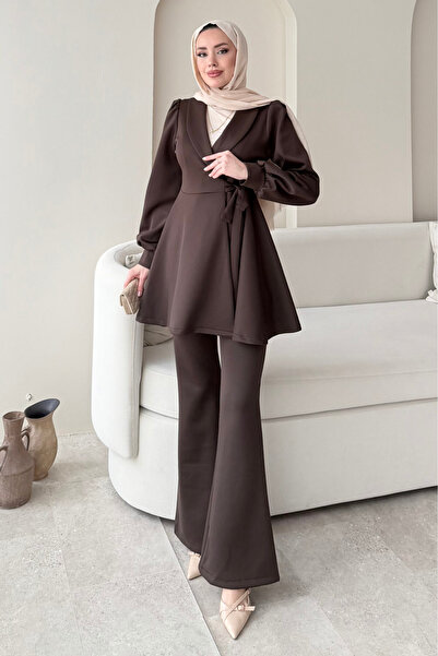 Tesettür Diyarı Γυναικείο χειμερινό υφασμάτινο σετ χιτζάμπ με δέσιμο στο κάτω...