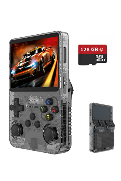 clickzu Φορητή κονσόλα παιχνιδιών R36S Retro 128GB (Γκρι Διαφανής)