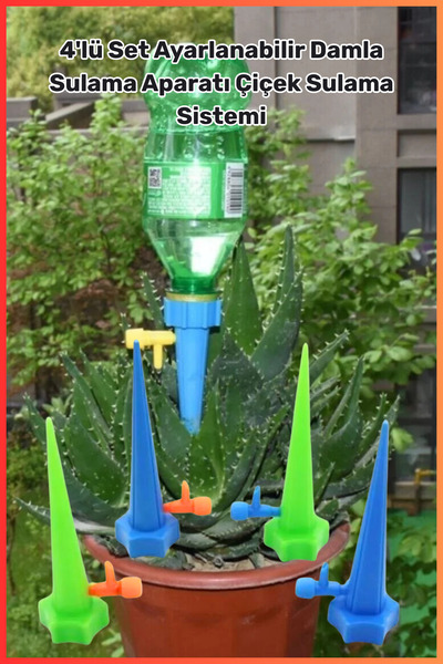 Genel Markalar 4'lü Set Ayarlanabilir Damla Sulama Aparatı Çiçek Sulama Sistemi