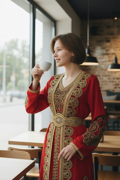 MODA Rochie de seară caftan de nuntă cu centură pentru femei locale