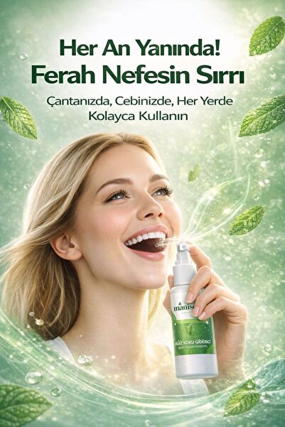 Ağız Koku Önleyici Sprey - Sigara, Kahve ve Mide Kaynaklı Ağız Kokusunu Anında Gideren Alkolsüz Sprey 50ml x2