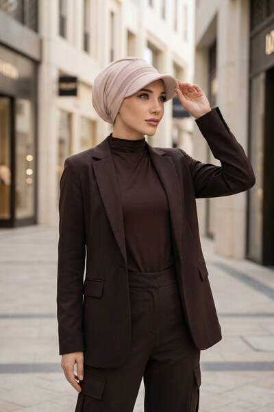 Aisha's Design Șapcă din bumbac pieptănat cu vizor, B-73, nurcă deschisă