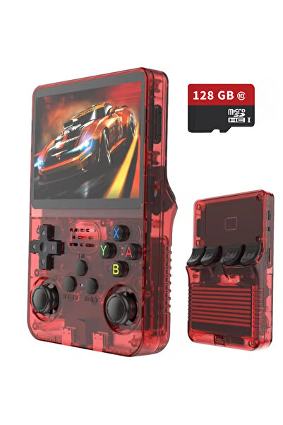 clickzu Φορητή κονσόλα R36S Retro, 128GB, Κόκκινη διαφανής