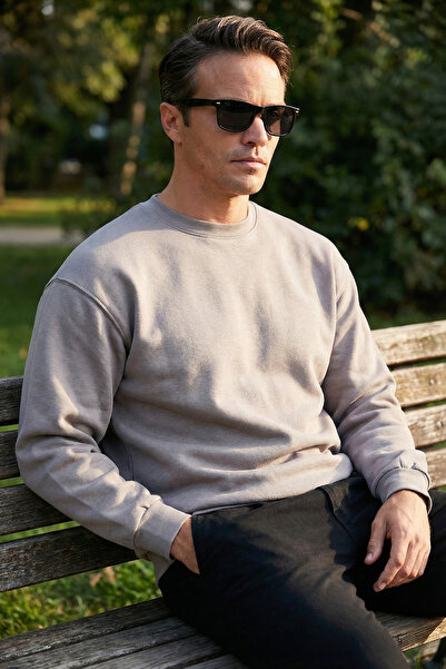 Buratti عادية تناسب طاقم الرقبة القطن مشعر من الداخل لينة مضلع العرق الرجال S...