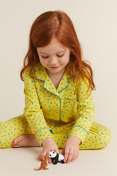 Katia&Bony Girl's Floral Pajama Set Mustard