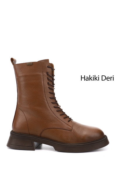 GÖNDERİ(R) Kadın Taba Floter Fermuarlı Kalın Taban Hakiki Deri Postal Bot